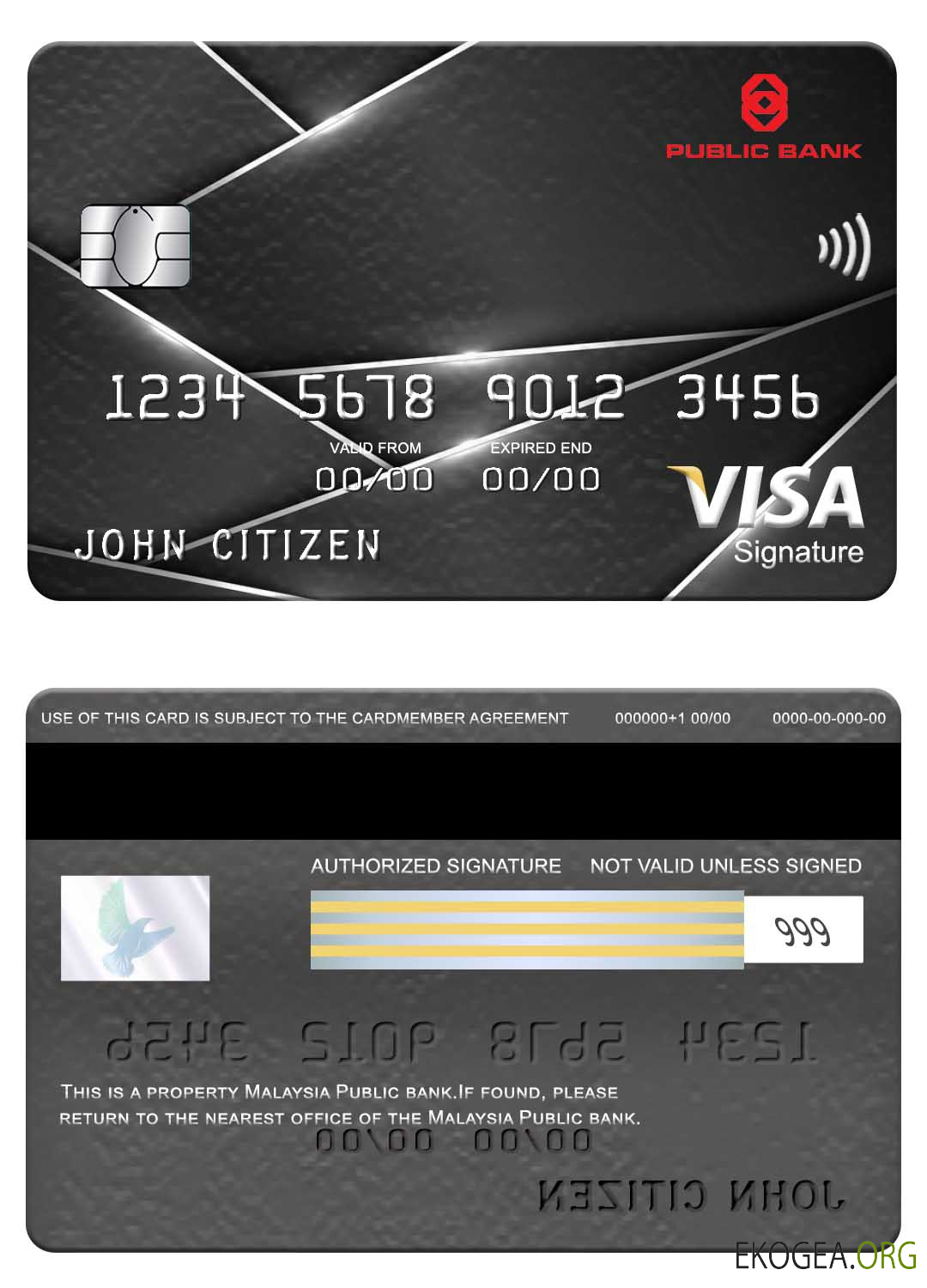 Carte de signature de visa de la Banque publique de Malaisie